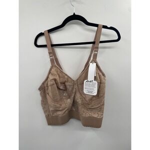 NWT Rago Expandable Cups Longline Bra Womens 42DD Mocha Adjustable Strap Romance